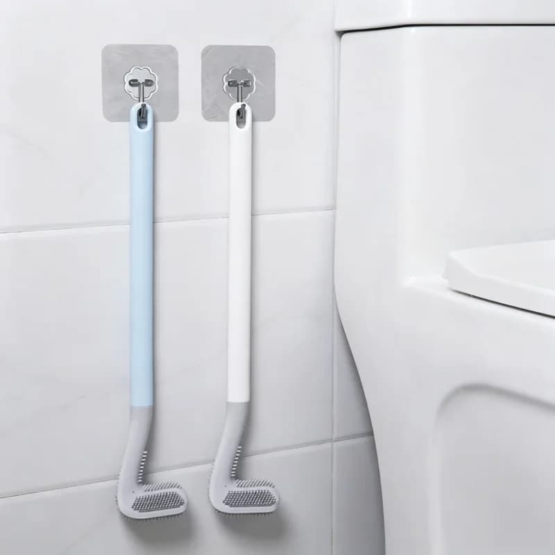 Silicone Wall Mounted Toilet Brush With Holder Hygienic Non-Scratch Bristles Bathroom Cleaning Tool For Household Home Daily Use
