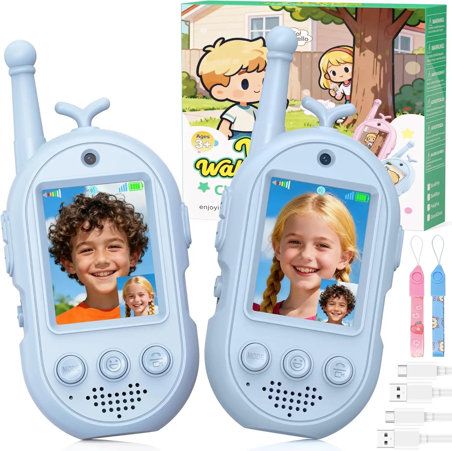Walkie Talkie Ricaricabili con Modificatore di Voce ed Effetti Adesivi, Lunga Portata per Campeggio ed Escursionismo, Regalo per Bambini dai 3 ai 12 Anni