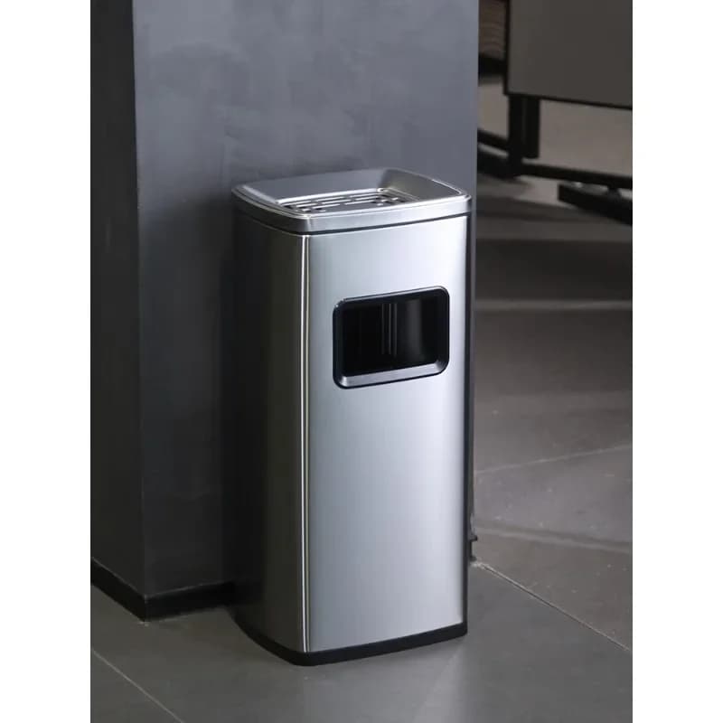 #Stainless steel commercial trash can for hotel and restaurant large-capacity trash can with cigarette butt storage tray