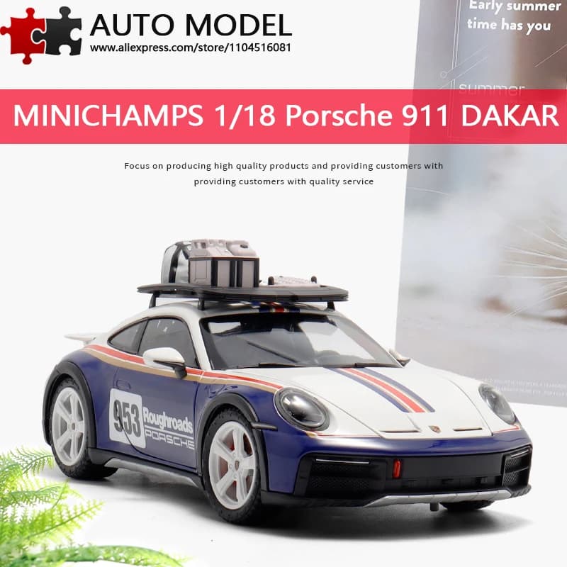 Porsche 911 992 Dakar 2023 Versione Fuoristrada con Portapacchi, Modellino Auto Realistico in Lega con Porte Completamente Apribili, Pezzo da Collezione Minichamps 1:18 in Metallo Pressofuso, Modellino in Scala per Adulti e Ragazzi