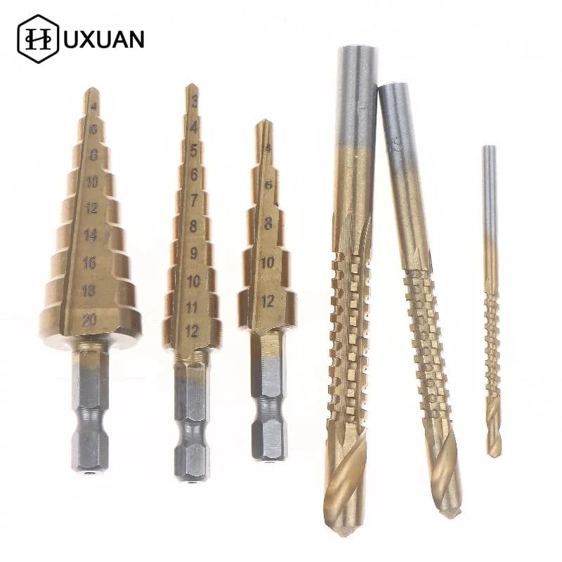 Set di punte da trapano in titanio da 6 pezzi, 3-12 mm per metallo e legno, punte elicoidali in acciaio duro, resistenti alla corrosione, strumenti di precisione per allargare fori