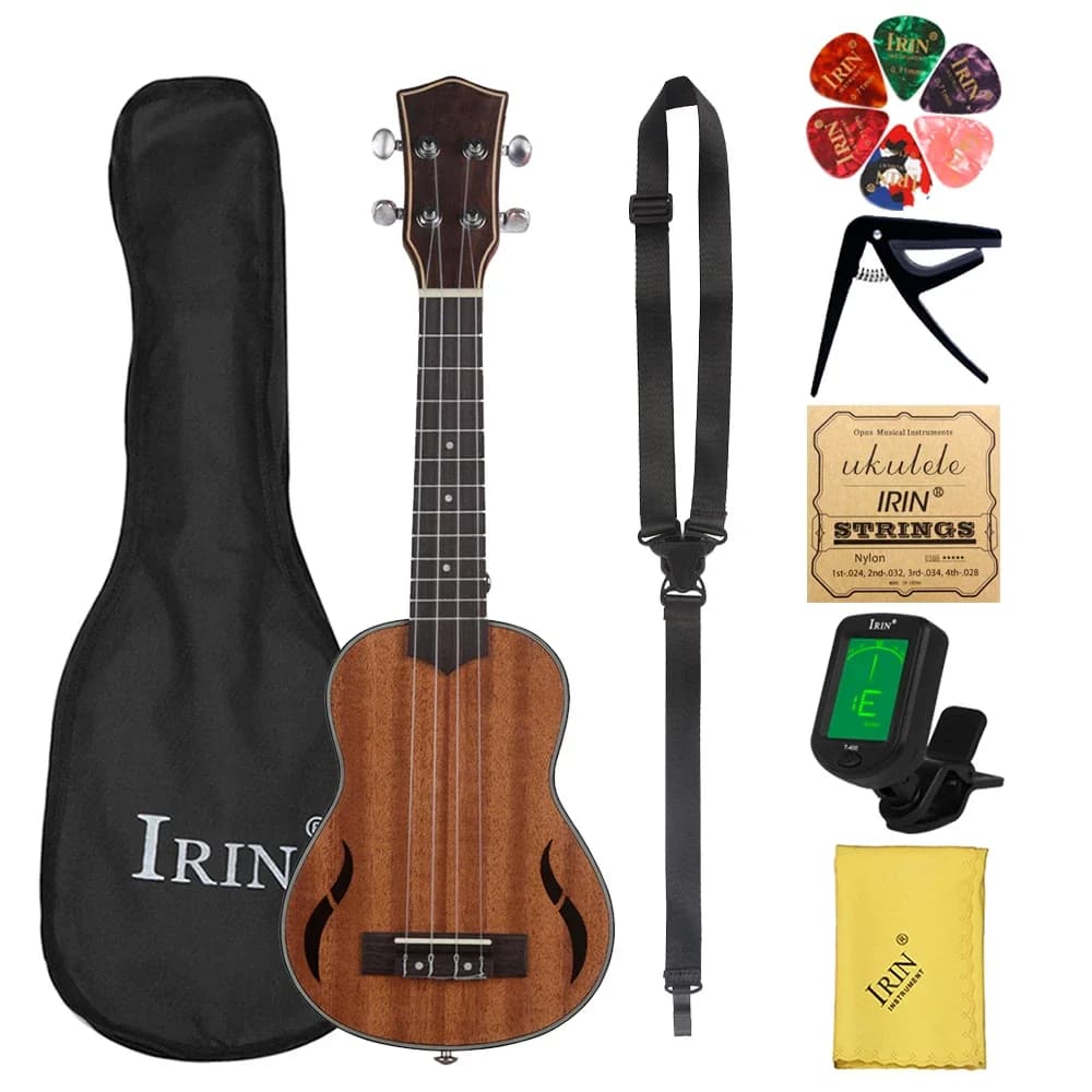 21 pollici Ukulele 4 corde chitarra hawaiana mogano Mini Guitarra Ukulele con borsa stringhe accordatore Capo Ukulele accessori per chitarra
