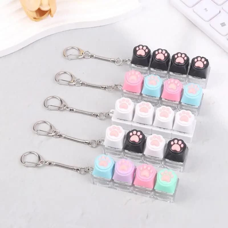 Portachiavi in Silicone a Forma di Zampa di Gatto, Giocattolo Antistress, Ciondolo Portatile, Regalo per Amanti della Tastiera e Amici