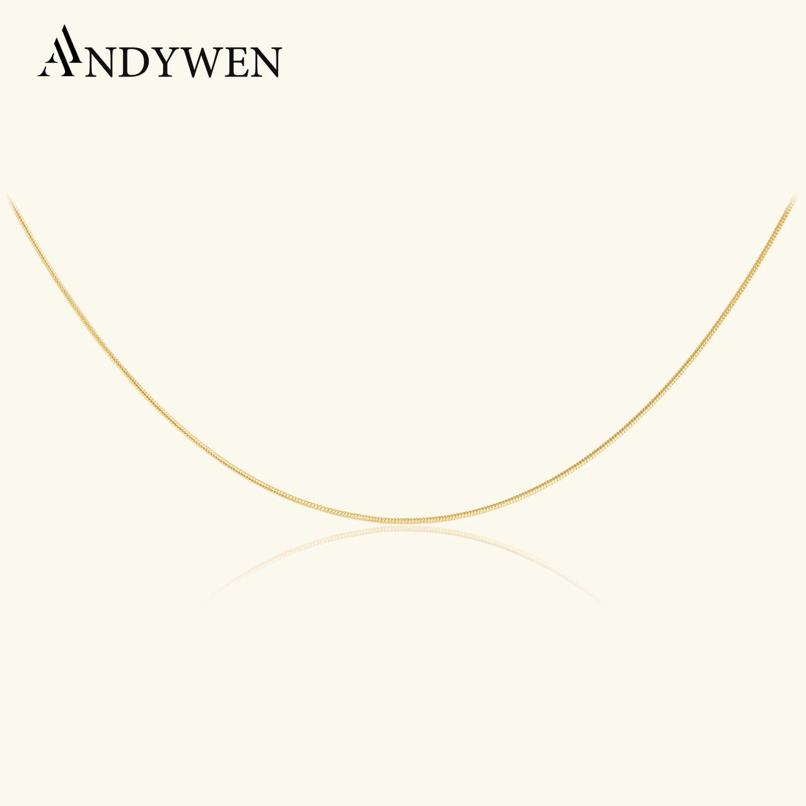 ANDYWEN 925 Sterling Silver Gold Snake Chain Choker Necklace 2021 Women Wedding Fine Jewelry Round Rock Punk Jewelry Luxury