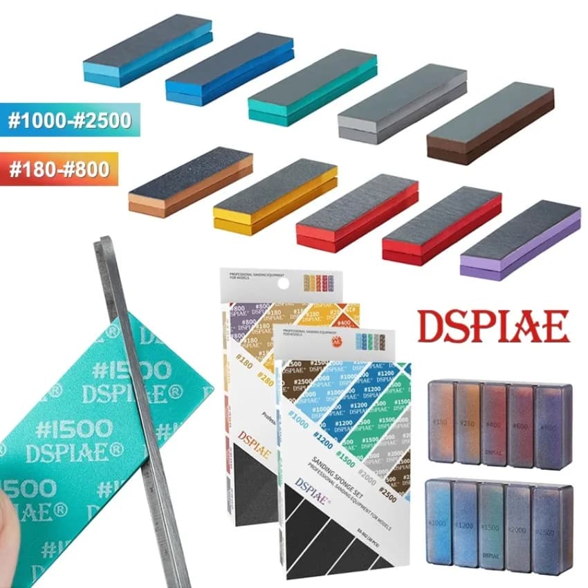 DSPIAE 60 PEZZI # 180 - # Set di Spugne Abrasive per Lucidatura 2500 Mesh per Modelli GK Militari Gundam, Strumenti per Levigatura ad Arco