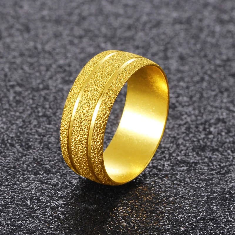 Versione coreana di alta qualità semplice placcato puro vero oro giallo 18 carati 999 anello d'arte fiore auto smerigliato 24k per uomini e donne mai