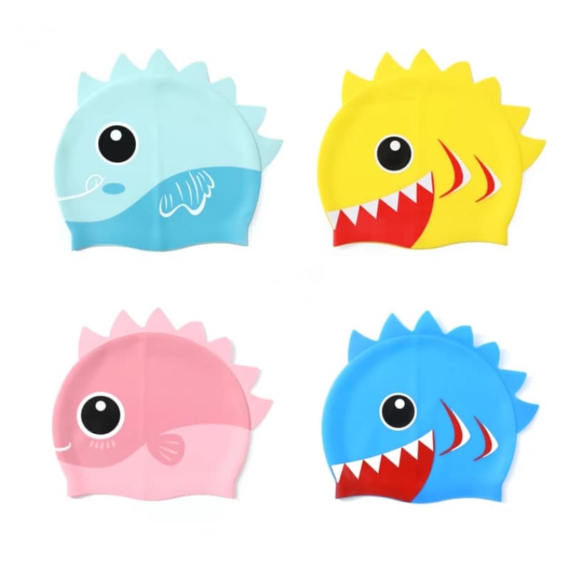 Silicone Cartoon Dinosaur Swim Cap Cute Ear Protection M Size For Boys Girls Kids Ages 2 To 8 Pool Workout Gear