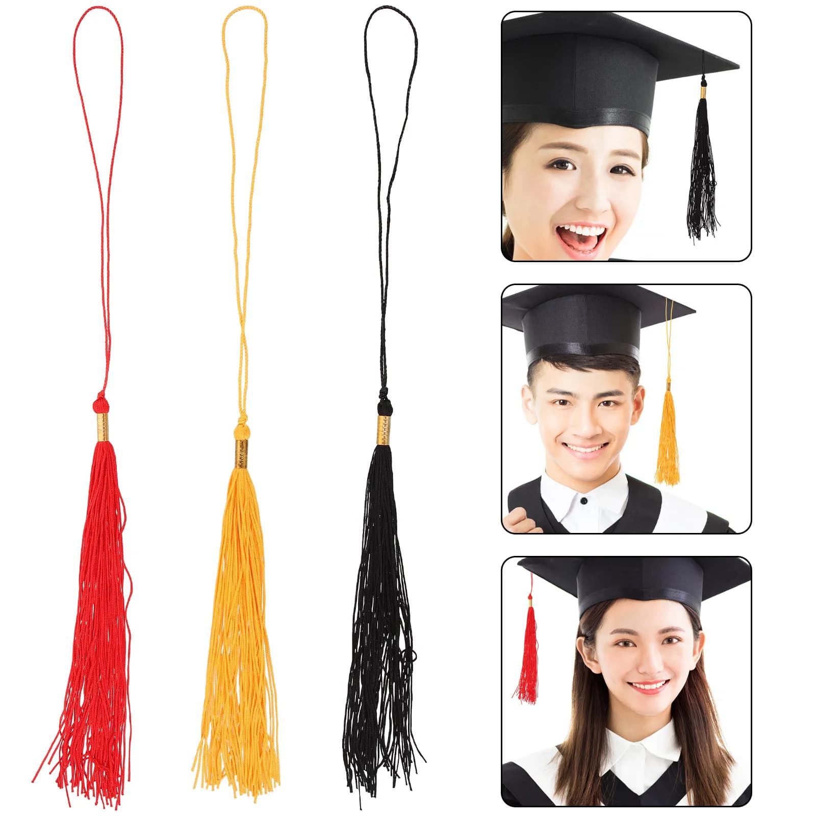 3Pcs Graduation Tassels Academic Hat Pendant Creative Graduation Cap Accessories Photography Ceremony Decor Supplies
