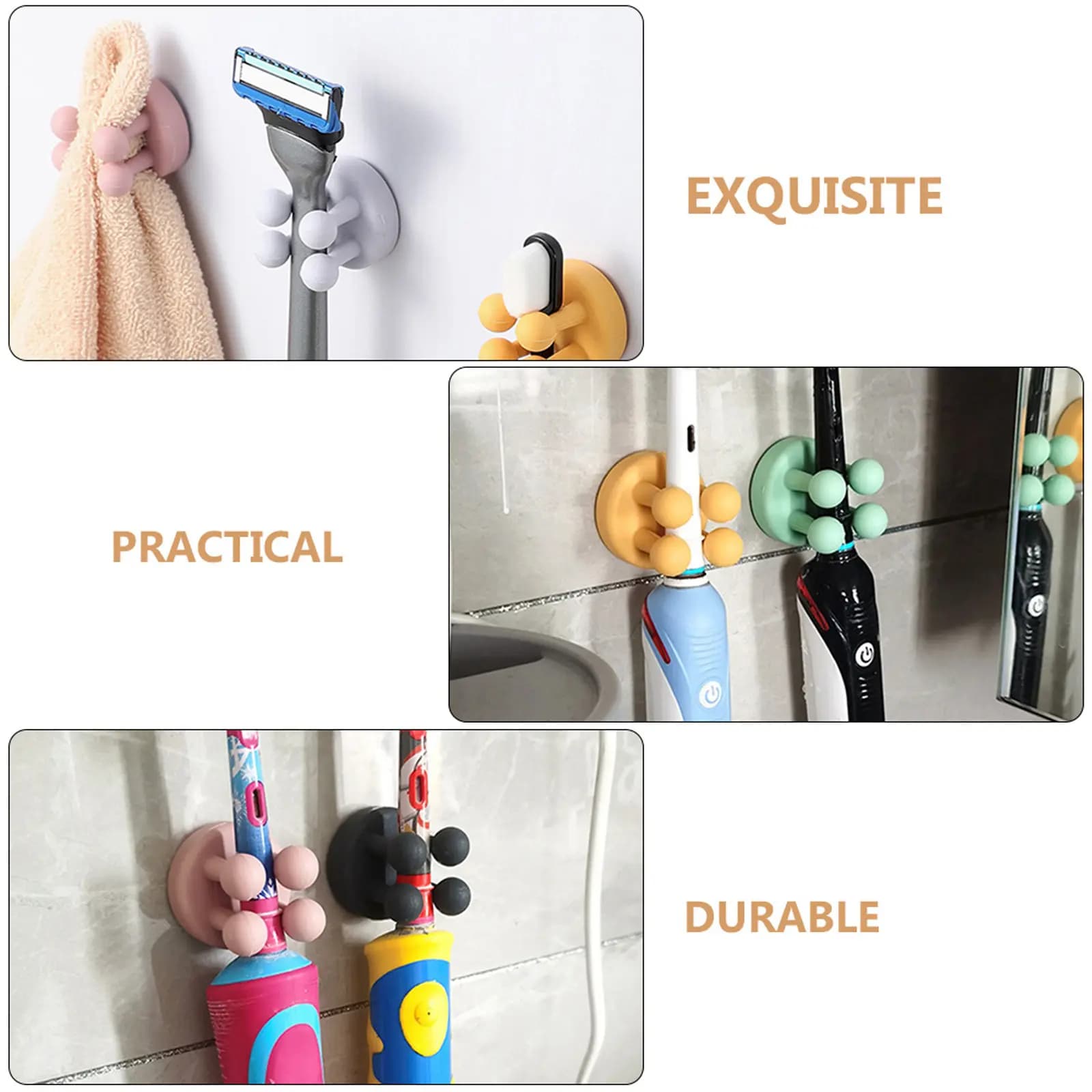4 clip in silicone per organizzare i cavi, senza lasciare tracce, per scrivania, bagno, cucina, camera da letto, gestione dei cavi, supporto per cavi.
