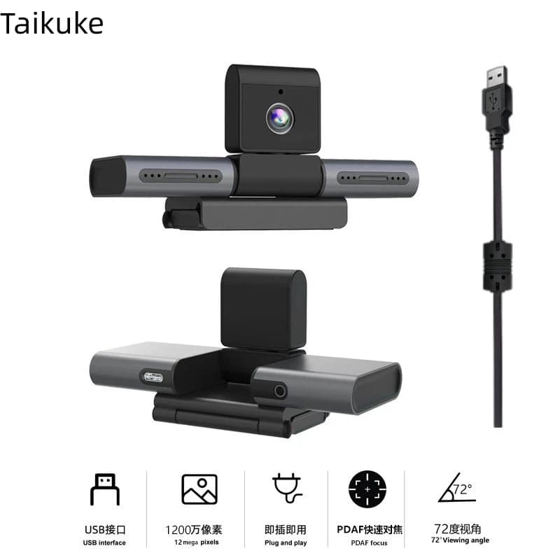 Telecamera USB con 4 Microfoni, Interazione Audio-Video, Riduzione del Rumore, Alta Risoluzione, per Esports e Streaming