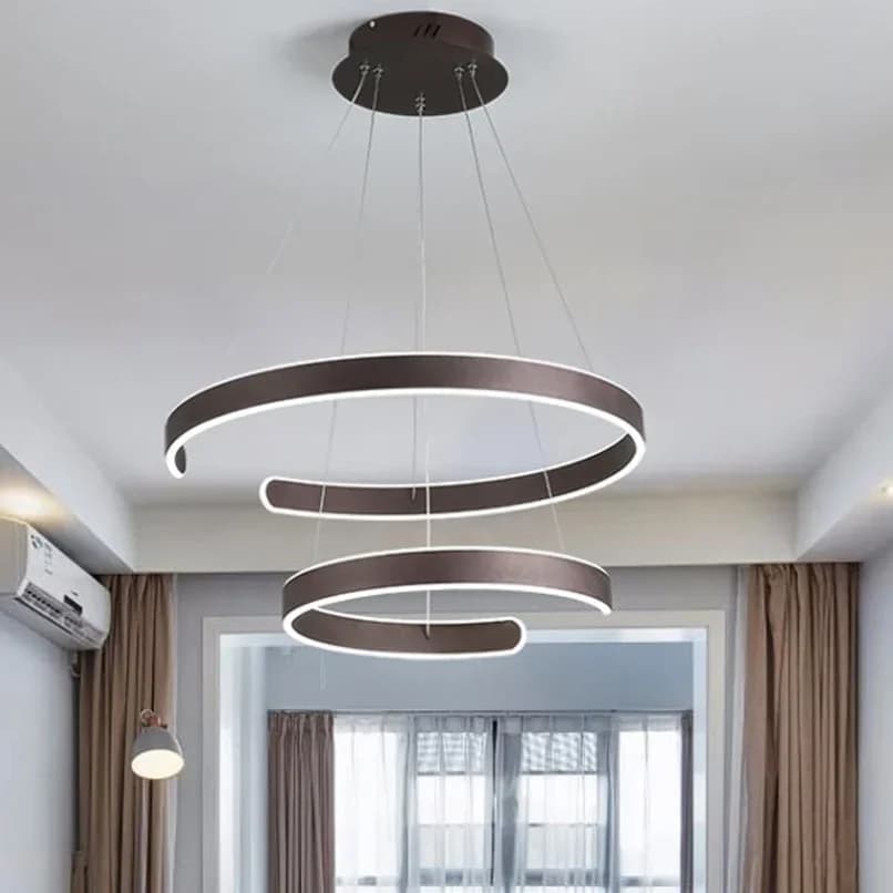 2025 Lampade a sospensione moderne per soggiorno Sala da pranzo Geometria Cerchio Anelli Corpo in alluminio acrilico Lampada da soffitto con illuminazione a LED