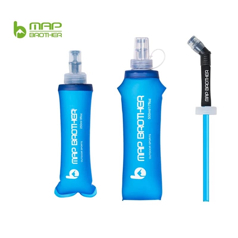 MAP BROTHER 250ml 500ml Silicone Running Soft Flask Folding Collapsible Water Bottle TPU Free for Riding Hydration Pack Bag Vest
