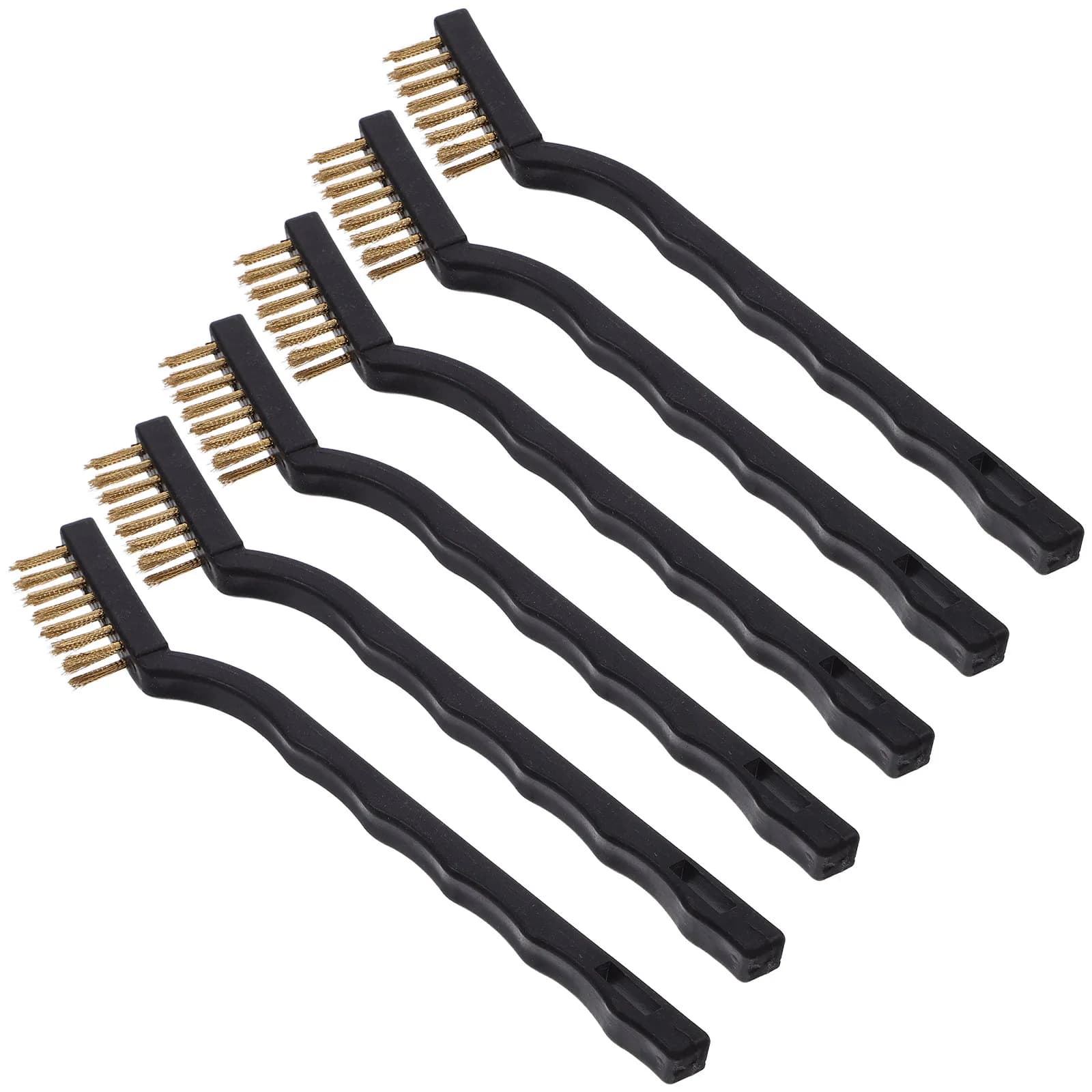 Set of 6 mini brass brushes with curved handle for cleaning of 3D printer nozzles, hot end, heating plates, rust removal and welding waste