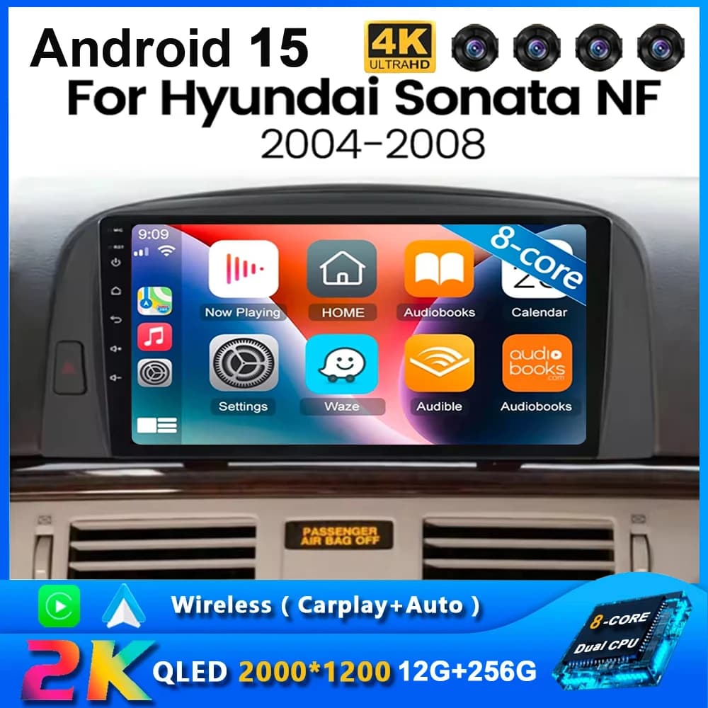 Autoradio Android 15 per Hyundai Sonata NF 2004-2008, Lettore Multimediale Video, Navigatore GPS Stereo