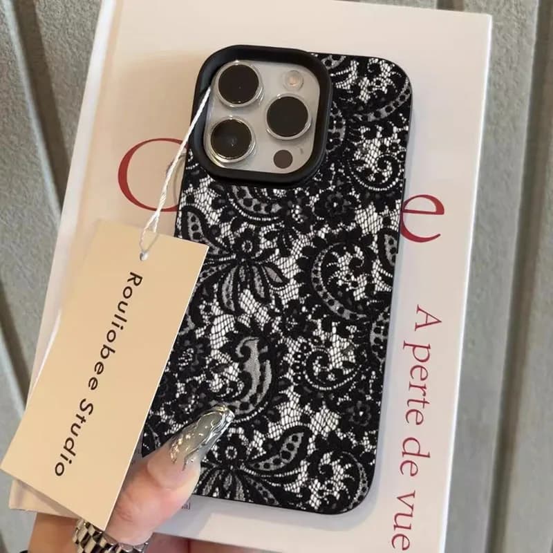 Lace Pattern For iPhone 11 12 13 14 15 16 17 18 Pro Max Silicone Shockproof Case Personalized Print Raised Camera Shell