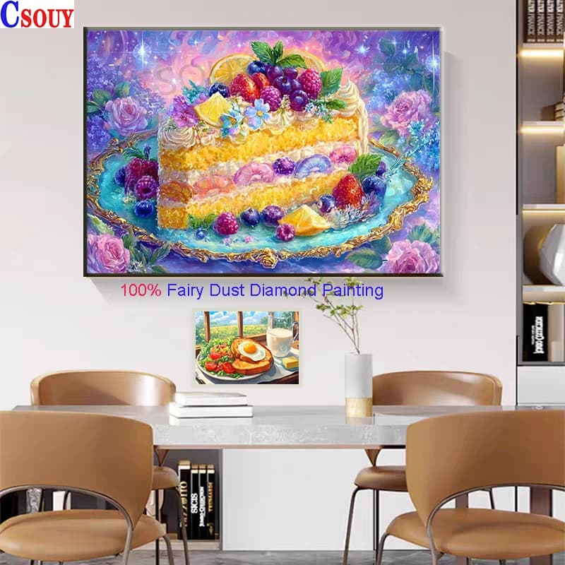 100% Fairy Dust Diy Diamond Painting Cross Stitch Cake Cream Kits Crystal Embroidery Square Mosaic Home Decor Needlework Crystal