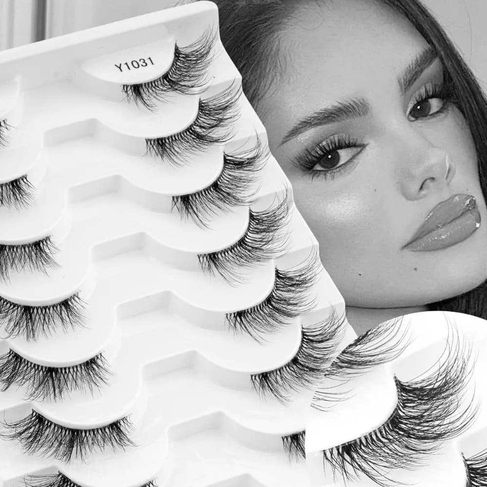 10 pairs/box of dull, thick black and soft 8-12 mm, easy to apply, extension eyelashes, light, for eye makeup