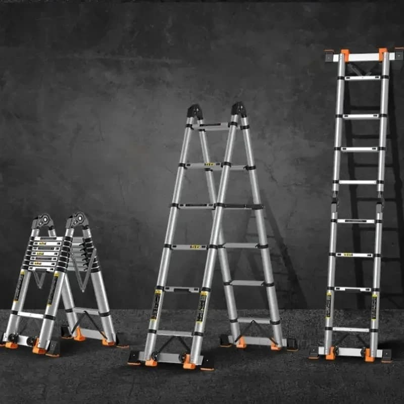 & Aluminum alloy herringbone ladder home telescopic folding ladder multifunctional thickened portable engineering lift step ladd