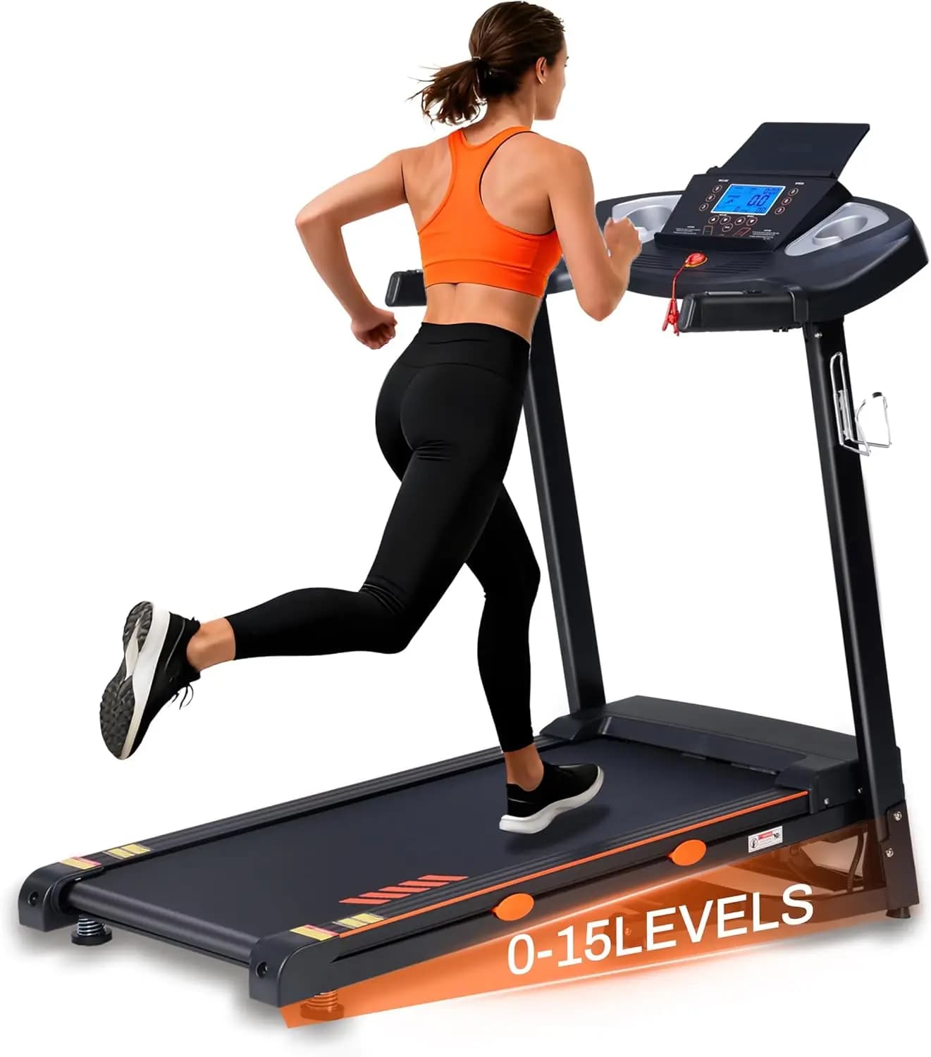 Home Treadmill with 15-Level Auto Incline, 0.5-10 MPH Speed, 18" Wide Running Belt, 3.0 HP Motor, 300 lb Weight Capacity, Shock-Absorbing Foldable Design & Bluetooth App Connectivity