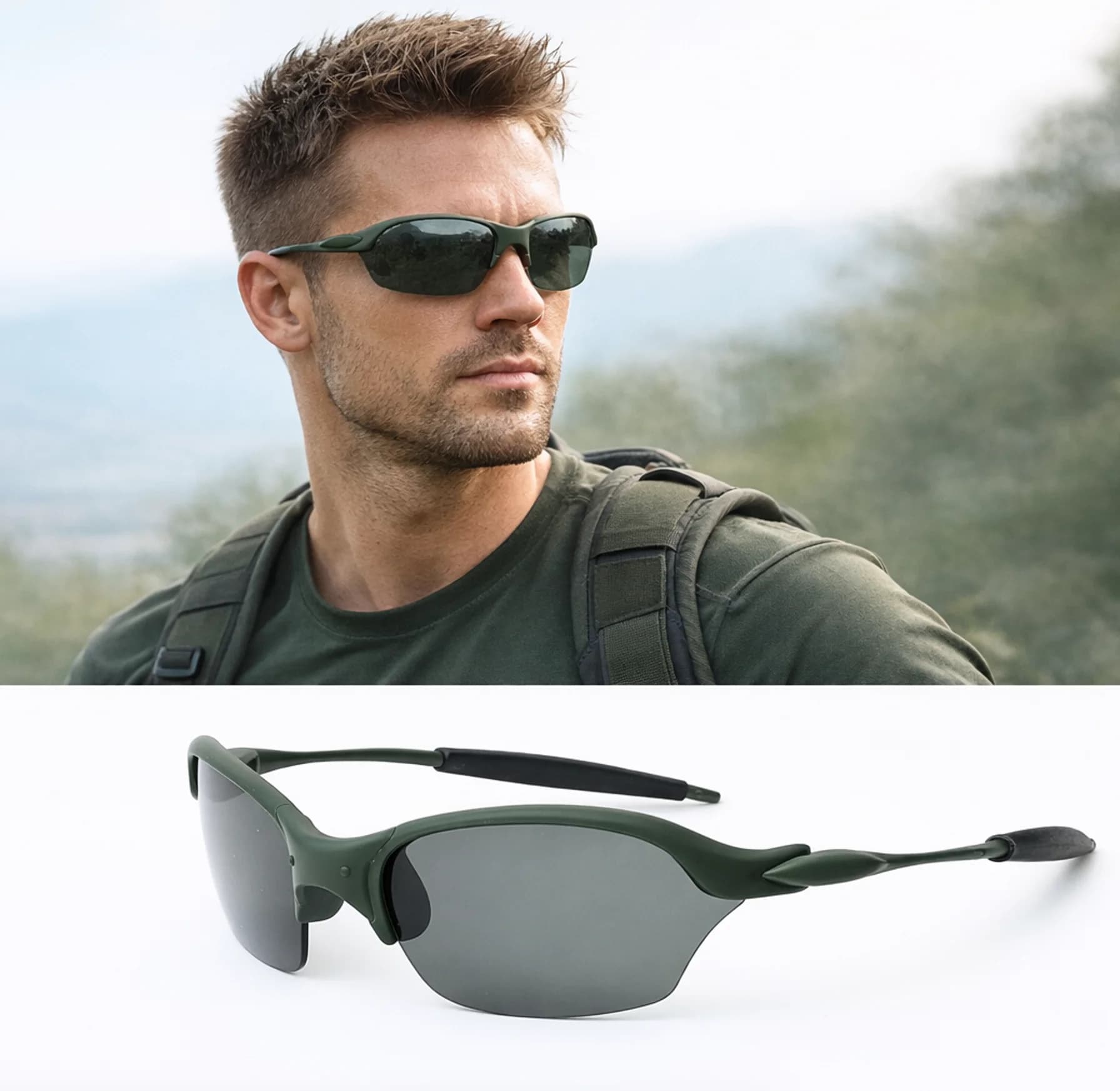 Occhiali da Sole Polarizzati Unisex alla Moda per Sport all'Aperto, Ciclismo, Pesca, Guida, con Montatura in Metallo e Resina TR
