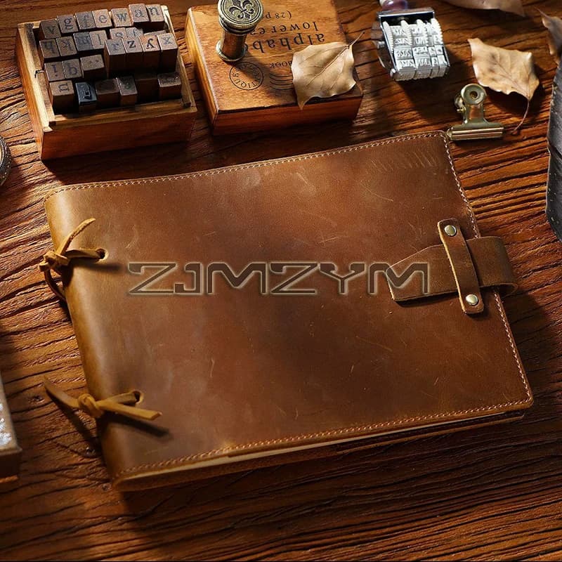 Sewn Leather Notebook 6 Colors Handmade Journal Blank Kraft Paper 200 Pages Sketchbook School Office Book Gift