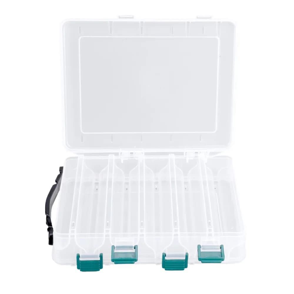 2PCS Double Sided Fishing Lures Box Large Capacity Transparent Visible Fishing Tackle Storage Case 10 Slots 14 Slots