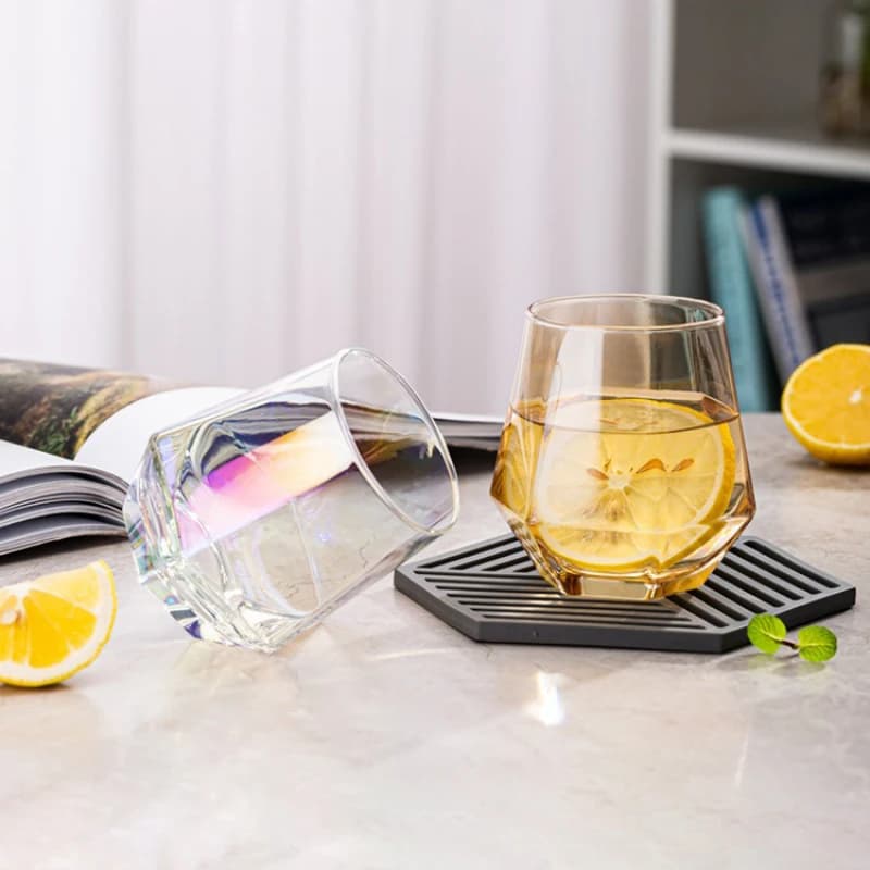 Bicchieri da vino con bordo esagonale da 300 ml Bicchieri da cocktail trasparenti Party Bar Club Banchetto Articoli per bere Champagne Limone Tazza d'acqua