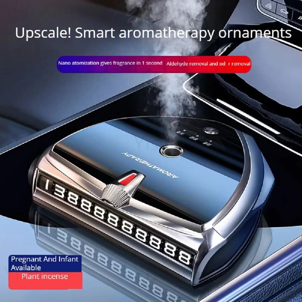 Light perfumed aromatherapy for car 2 in 1 single of high class with car parking plate, hidden plate, automatic intelligent spray