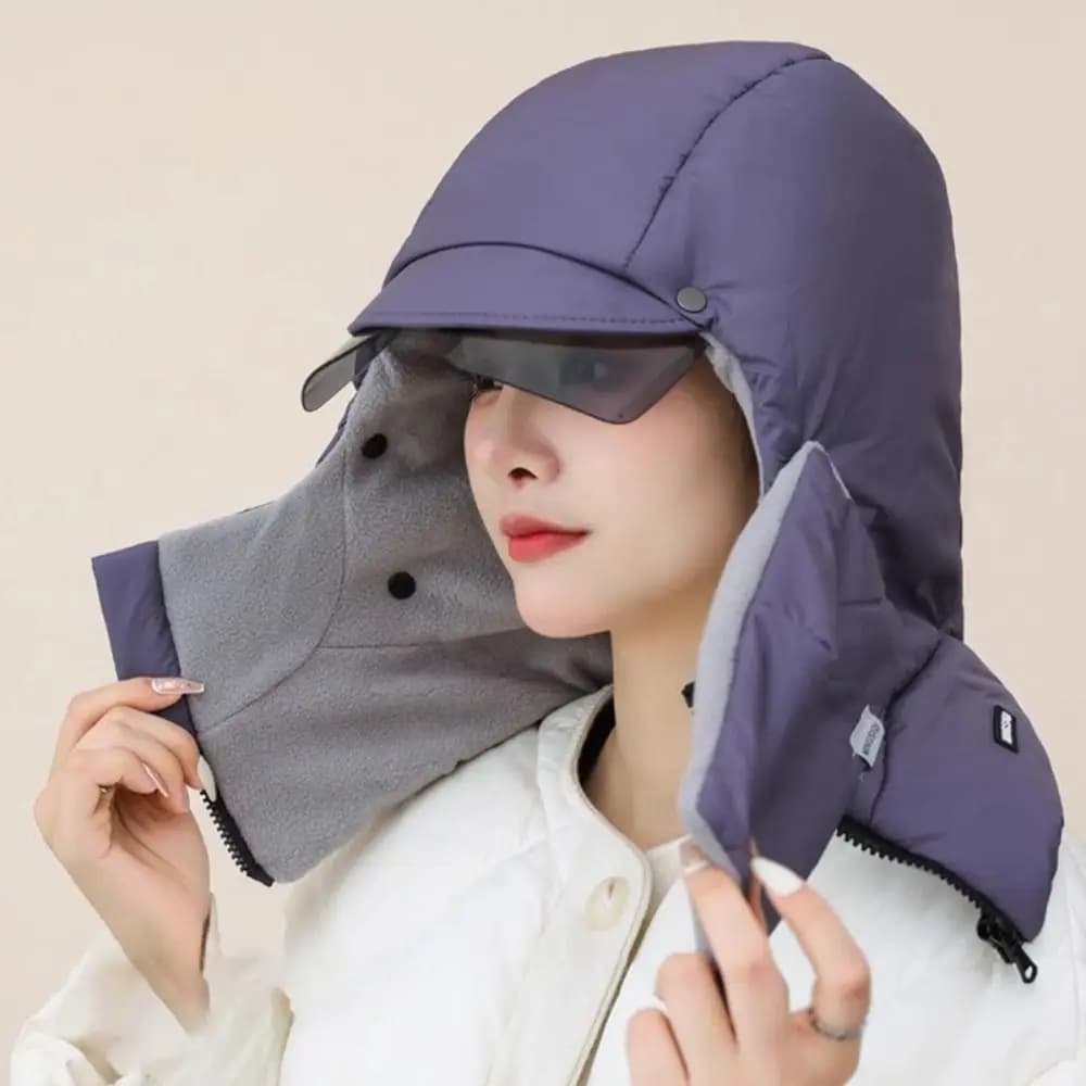 Cappello Invernale Antivento con Occhiali, Protezione per Orecchie e Collo, Maschera da Sci Calda e Resistente al Freddo