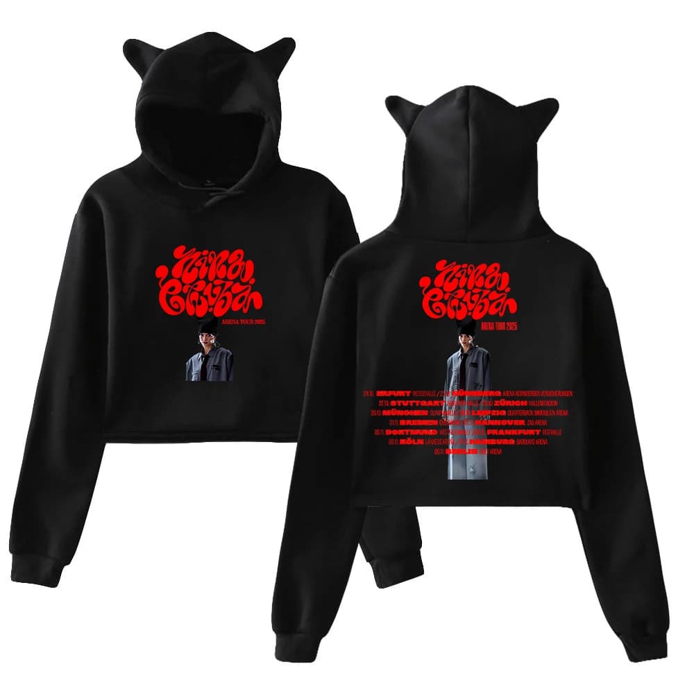 Sweatshirt Nina Chuba Arena Tour 2025, Top Corto a Maniche Lunghe con Orecchi di Gatto, Clothing Women