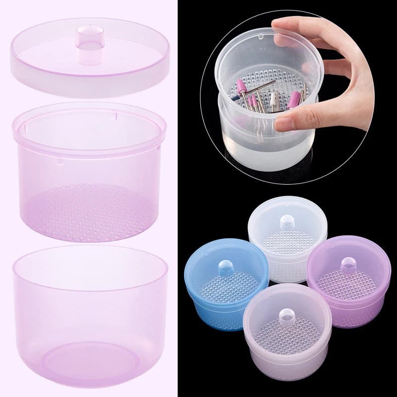 Nail Grinding Head Cleaning Box with Filter, Sterilization Cup for Nail Tools, Nail Drill Tip Container