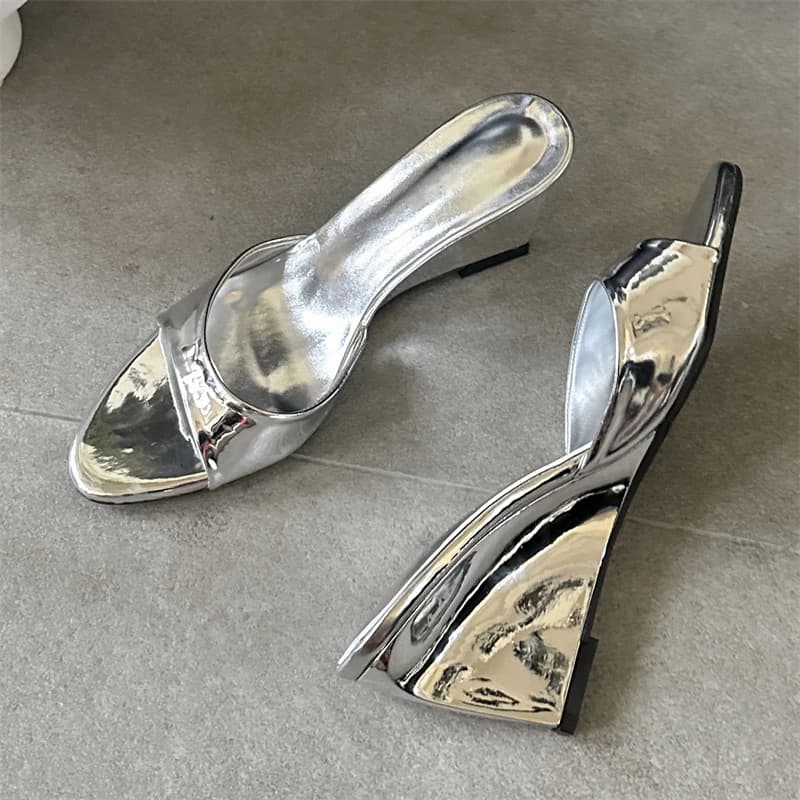 Aneikeh Comfortable Wedge Heel Slide Sandals Women Non-slip One Band Open Toe Slippers Summer Casual Daily Wear Beach Vacation
