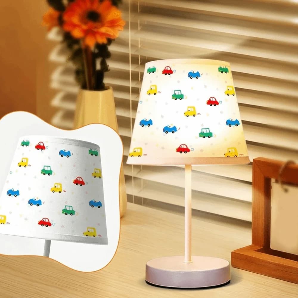 Soft Fabric Car Table Lamp Lightweight Material Non-Glare Lighting Bedside Desk Lamp Stable Base Cozy Soft Glow Kids Night Light