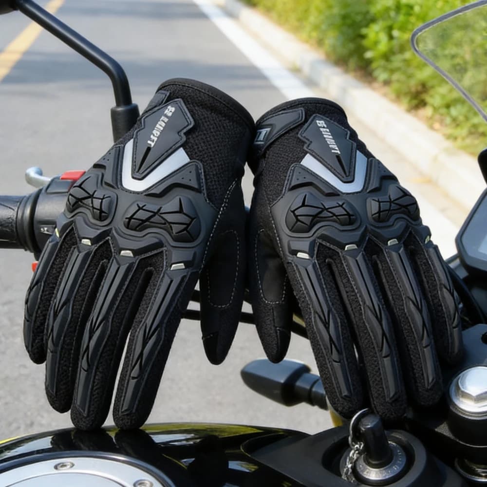 Guanti da moto estivi RS01 – Protezione antiurto antiscivolo a dita intere in rete traspirante da uomo e da donna per la guida