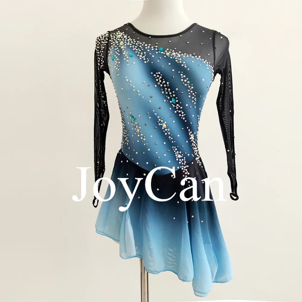 JoyCan Competition Costume Girls and Women Figure Skating Dress Rhinestones Mesh and Spandex for Figure Skating Events BD7102