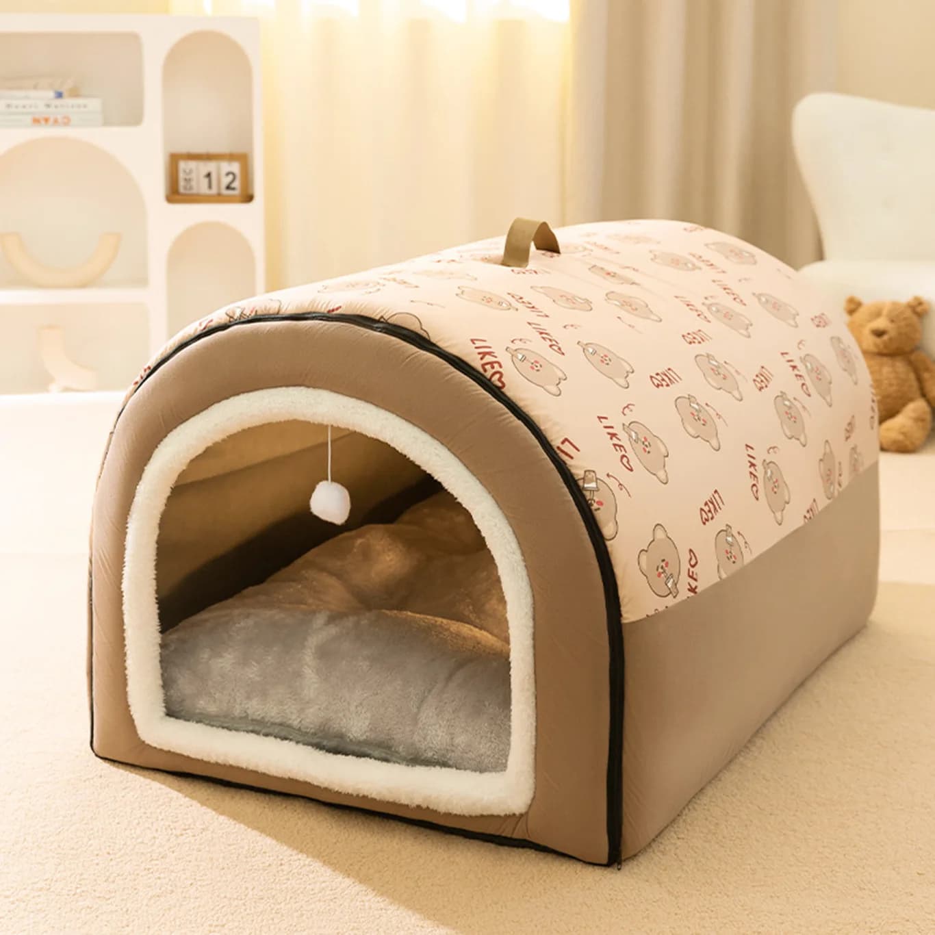 Cuccia Isolata per Cani di Taglia Grande con Letto Rimovibile e Lavabile, Rifugio Invernale per Tutte le Stagioni Stile Kennel per Animali Domestici di Grandi Dimensioni