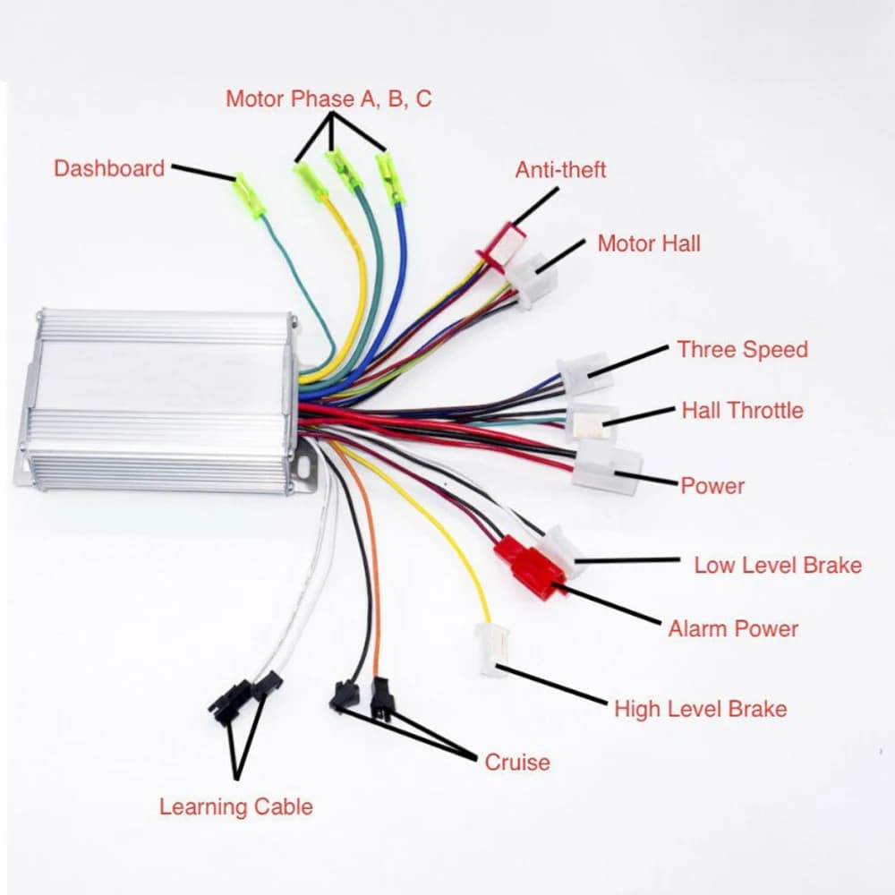 Controller motore brushless per bici elettrica 36V/48V 350W Dual Mode Controller per veicoli elettrici a 2/3 ruote Parte e-scooter