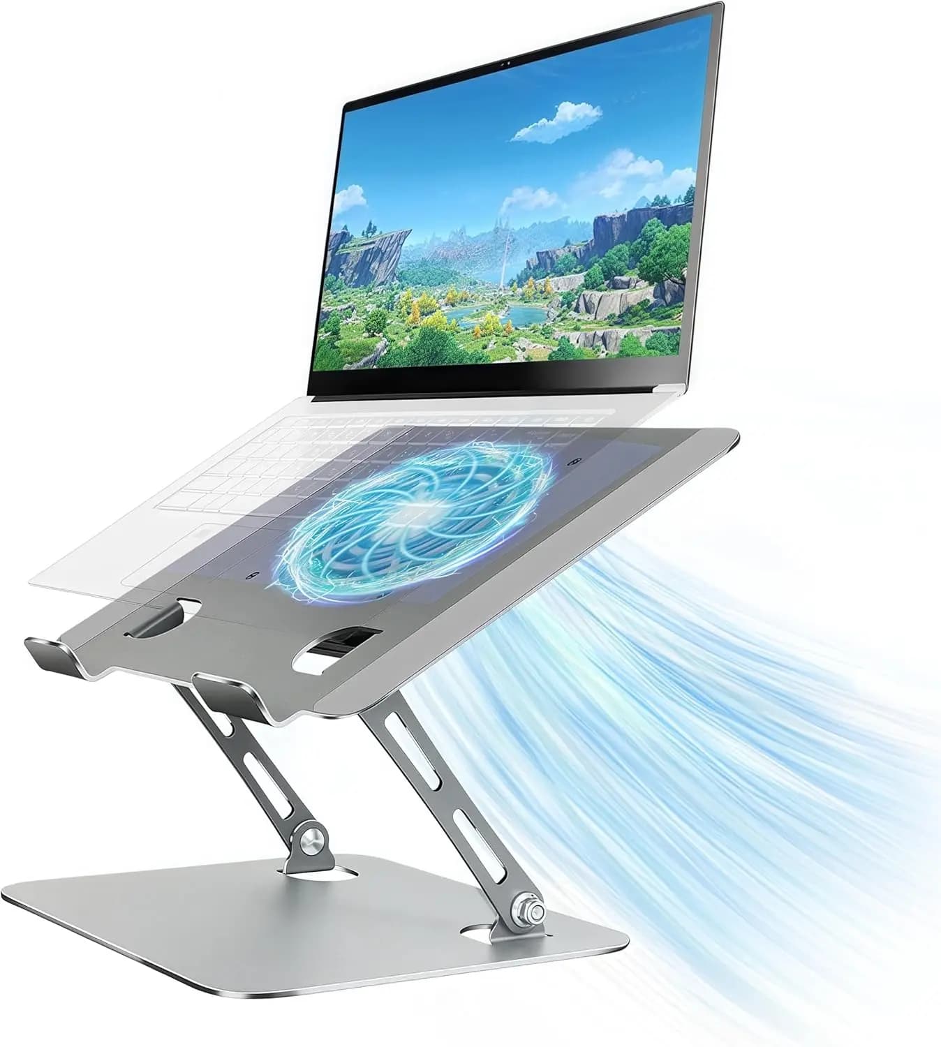 Supporto di Raffreddamento Regolabile per Laptop con Ventola e Interruttore a un Tasto per Dispositivi da 10-16 Pollici