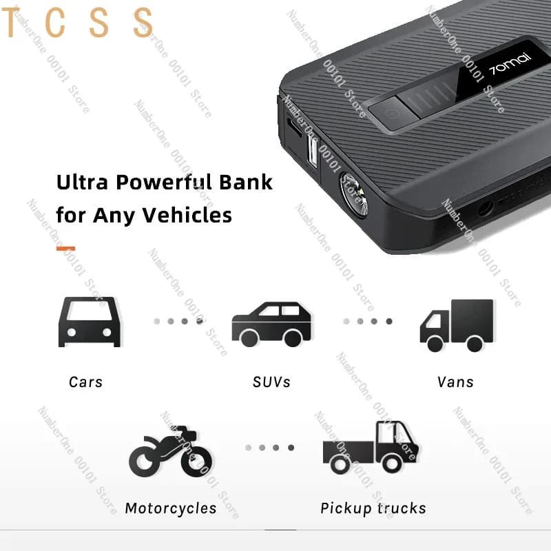 11000‑18000mAh Portable Car Jump Starter Booster, Power Bank With LED Light for 8L Gas 3.5L Diesel Vehicle
