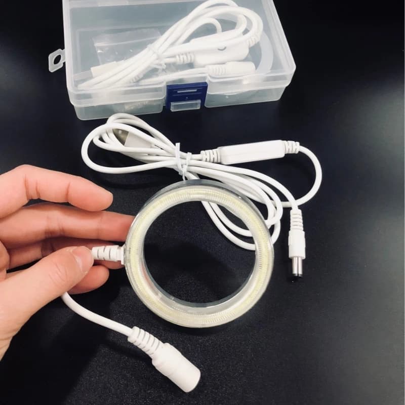 Lampada Illuminante ad Anello Regolabile con Supporto per Microscopio, Illuminatore LED per Microscopio, Strumenti Ultrasottili con 60 LED