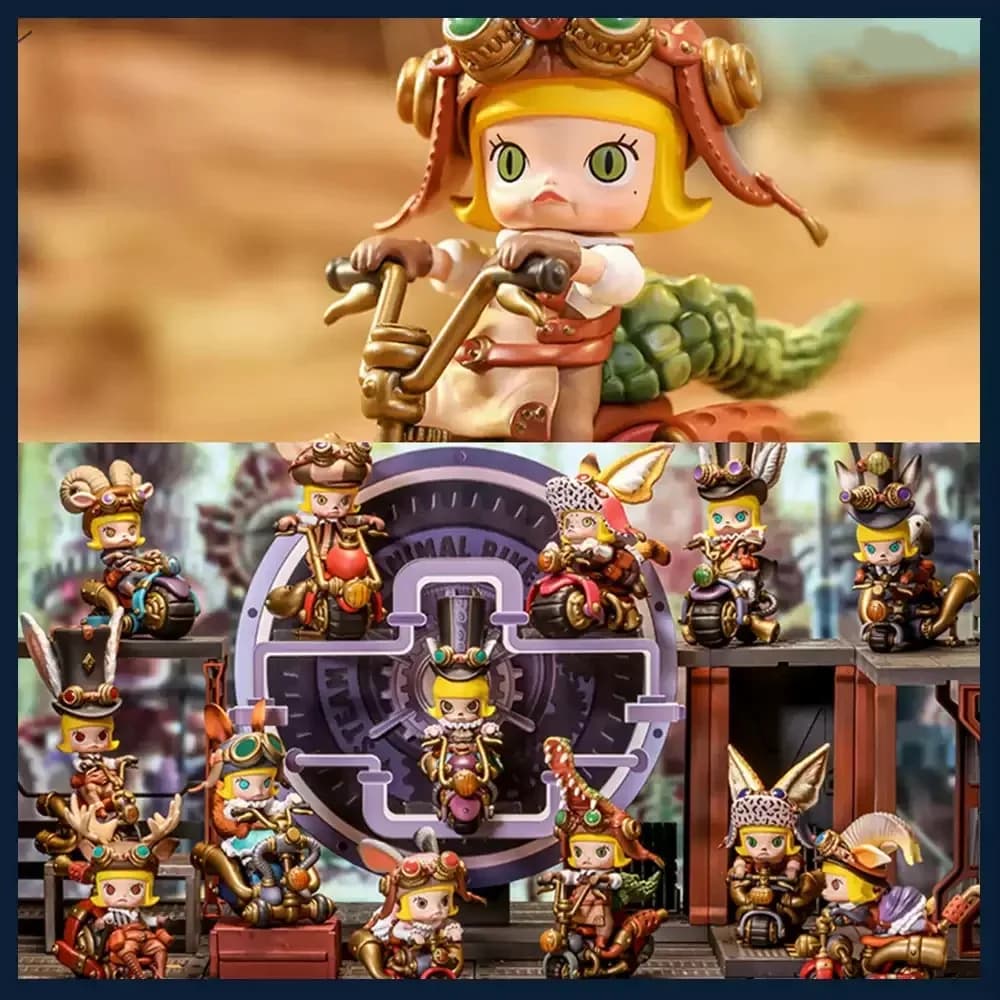 POP MART Molly Steampunk Animal Locomotiva Serie Guess Bag Giocattoli originali Bambola Anime Figura Ornamenti per il desktop Collezione Regalo