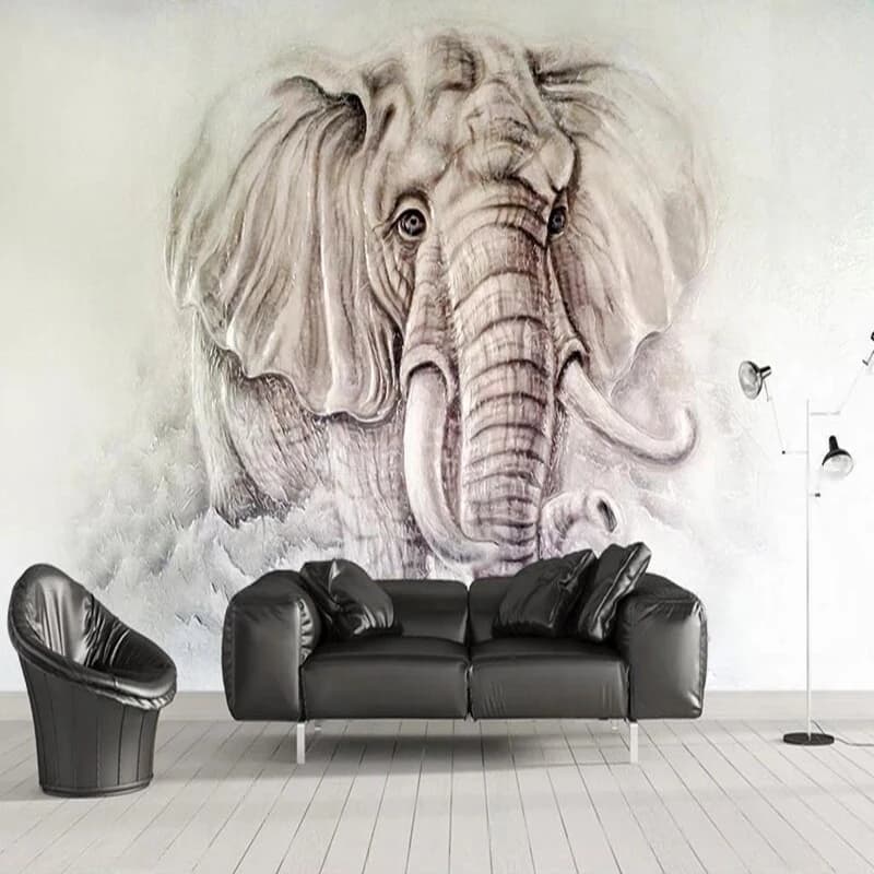 Original 3D stereoscopic custom wall with gold relief elephant for TV bedroom and home decoration background wall