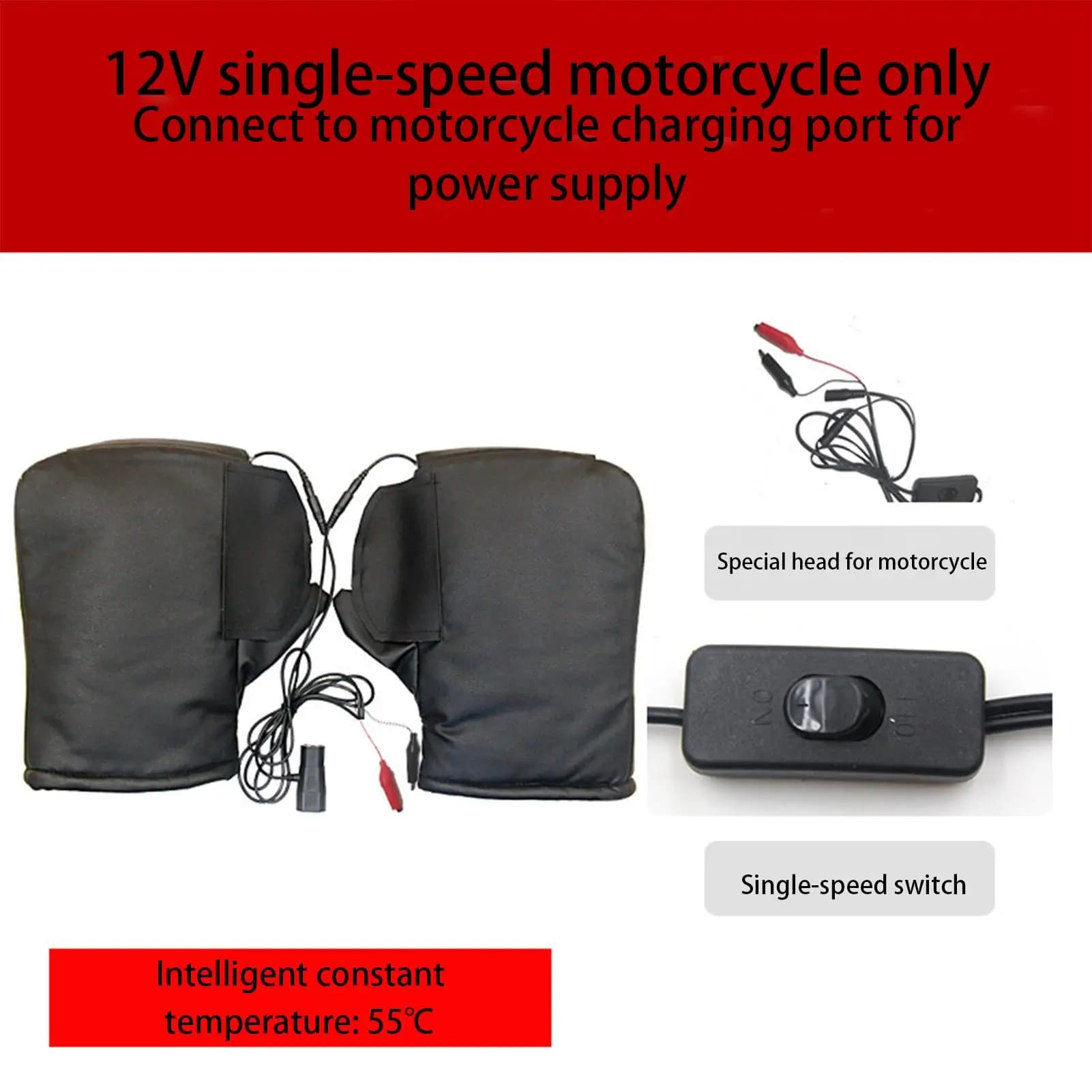 Guanti da manubrio moto termici elettrici antivento riscaldati manubrio ATV manicotti caldi per uomini ciclisti pendolarismo equitazione touring
