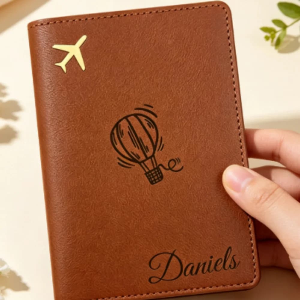 Personalized Name Stitched Leather Passport Holder, Practical Travel Essential Gift For Husband, Gifts for Family Members