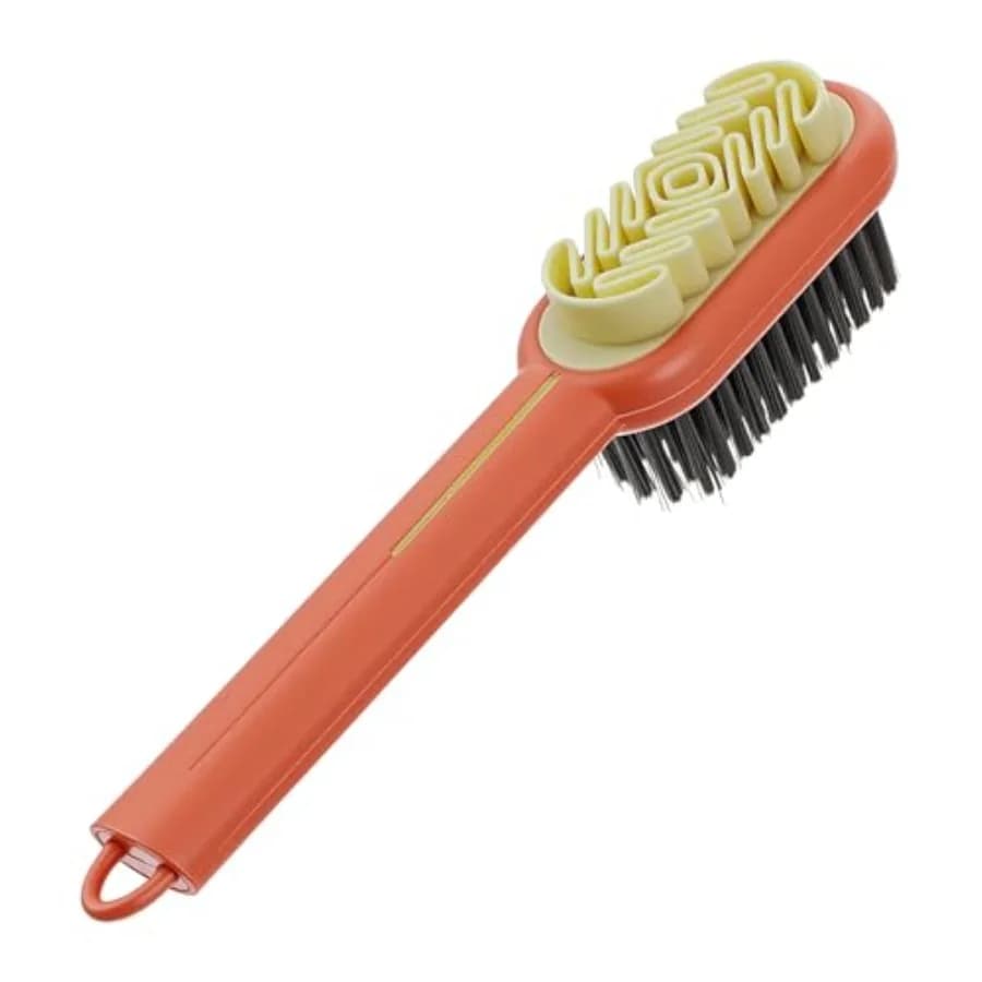 Shoe Cleaner Brush, All-Round 2-in-1 Suede Brush for Shoes Cleaning Tool with Soft Plastic Bristles and Extra-Long Handle, 360°