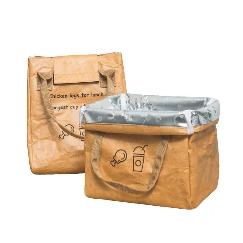 Borsa per il pranzo isolata in carta DuPont, pieghevole, riutilizzabile, a tenuta stagna, contenitore termico per alimenti di grande capacità per il lavoro, dispositivo di raffreddamento all'aperto