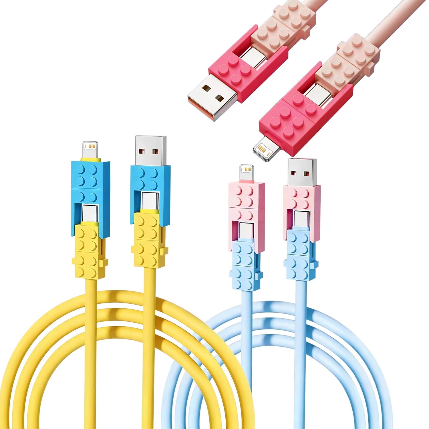 4-in-1 Fast Charging Cable PD USB with Multiple Connectors for Android iPhone USB-C to C / USB-C to L Adapter Phone Data Cord