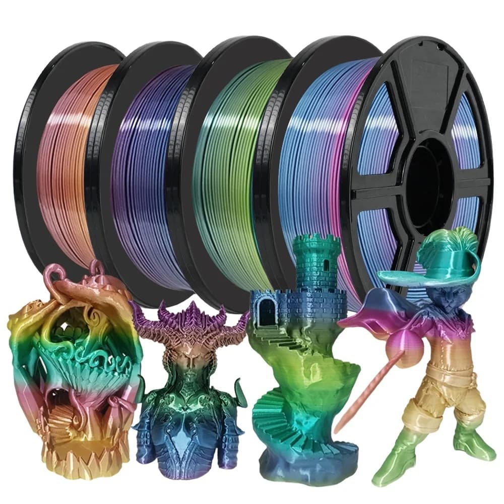 Change Color Silk Filament PLA 1.75mm 1kg 500g 250g 3D Printer Filament Rainbow PLA 3D Printing Materials PLA Filament Gradient