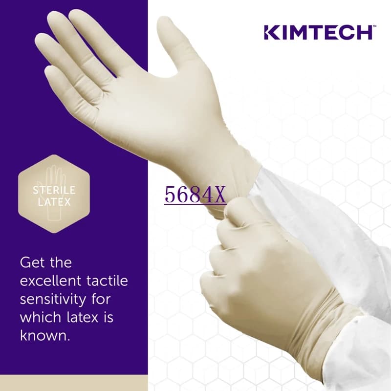 Ansell Kimberly-Clark Kimtech ™ Guanti specifici per sala bianca ISO4 in lattice G3 da 12 pollici (1 paio) con polsino con perline, lungo 30 cm
