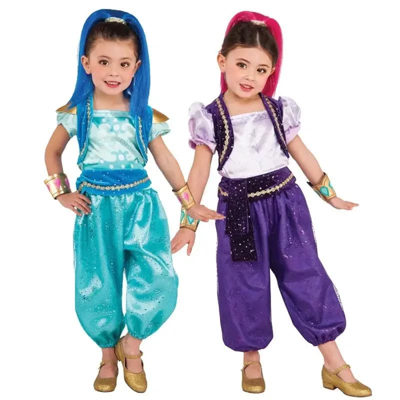 Set di vestiti luccicanti in scatola Shimmer e Shine per il giorno dei bambini, costumi pre-scolastica, costumi cosplay, vestiti per ragazze, vestiti di Halloween